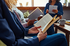 person reading a book